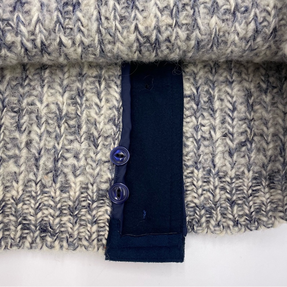 Handmade Cardigan Sweater Variegated Off-White Blue Gray Long Sleeve Wool‎ Women - Picture 8 of 14